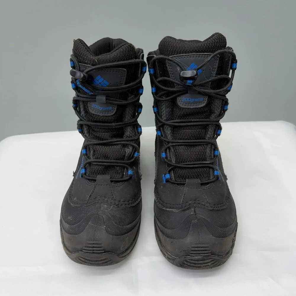Columbia Black Blue Waterproof Insulated Winter Boots Boys 4 BY1332-010